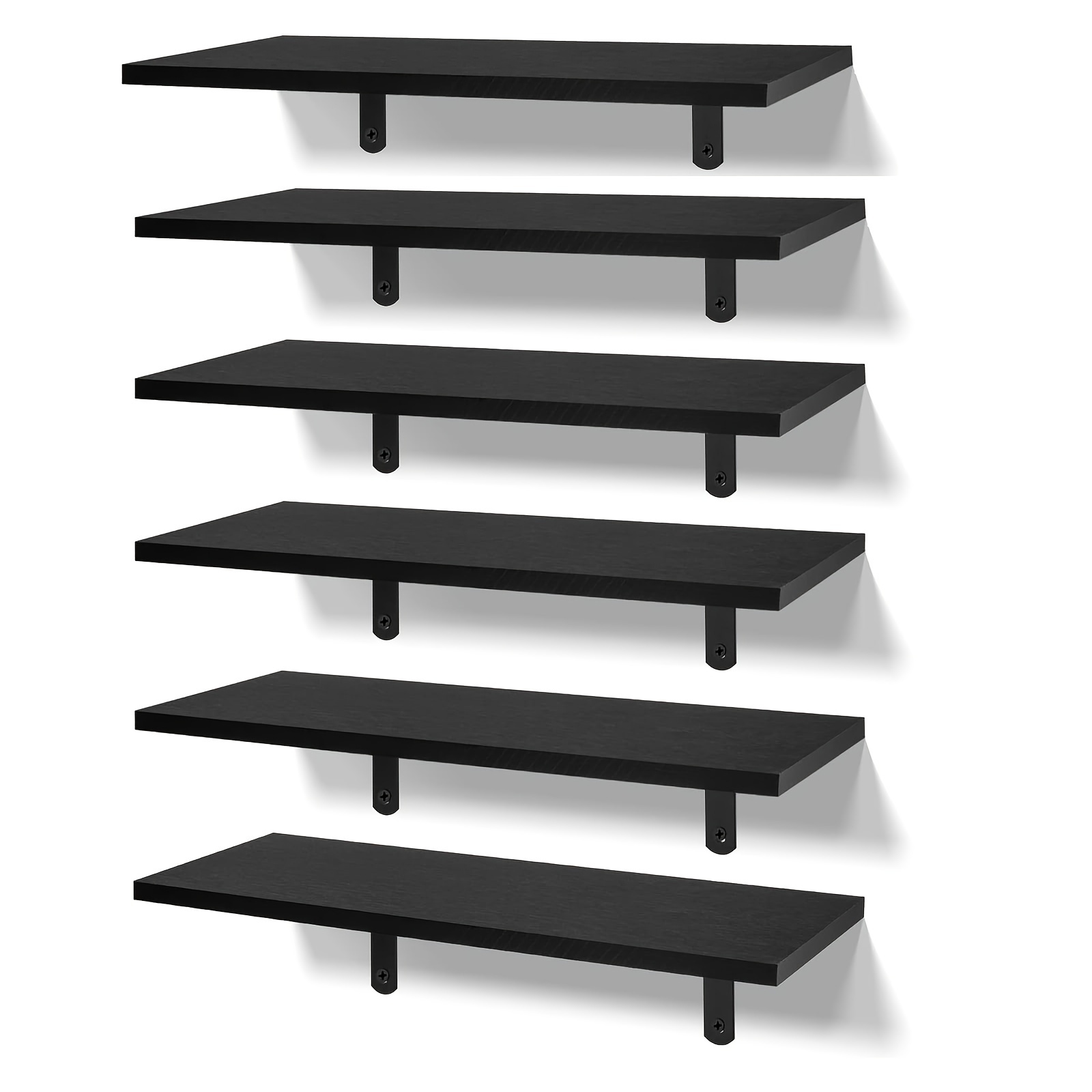 BAMEOS Estantes flotantes, estantes de madera negros para montar en la  pared con soportes invisibles, juego de 2, estantes colgantes de pared