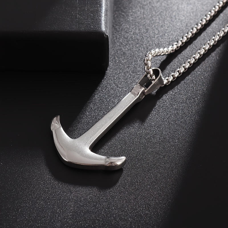 1pc Stainless Steel Anchor Necklaces Punk Chain Pendants Men Fashion  Necklace Je