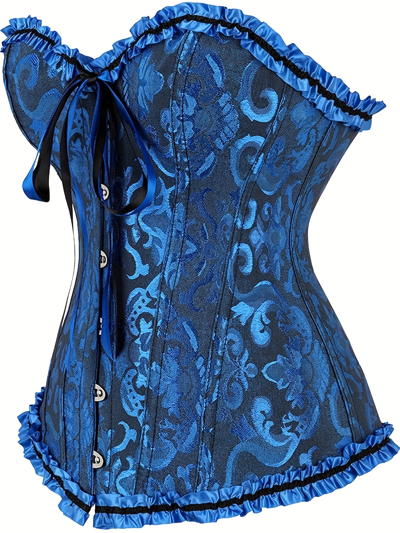 PeacockBlue, XL) Shapewear Lace Floral Bow Gathering Body Shaper Corset  Polyester Laceup Back on OnBuy