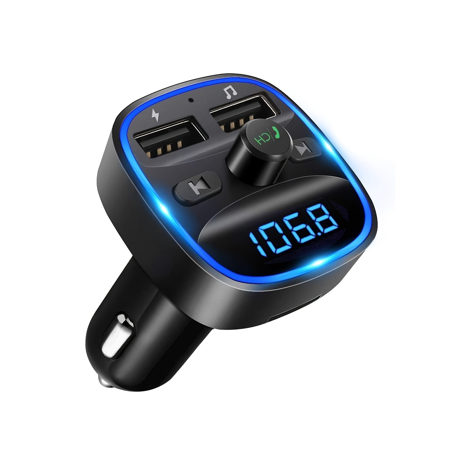  Upgraded Bluetooth FM Transmitter for Car, Wireless Radio  Adapter Kit W 1.8 Color Display Hands-Free Call AUX in/Out SD/TF Card USB  Charger QC3.0 for All Smartphones Audio Players - Black 