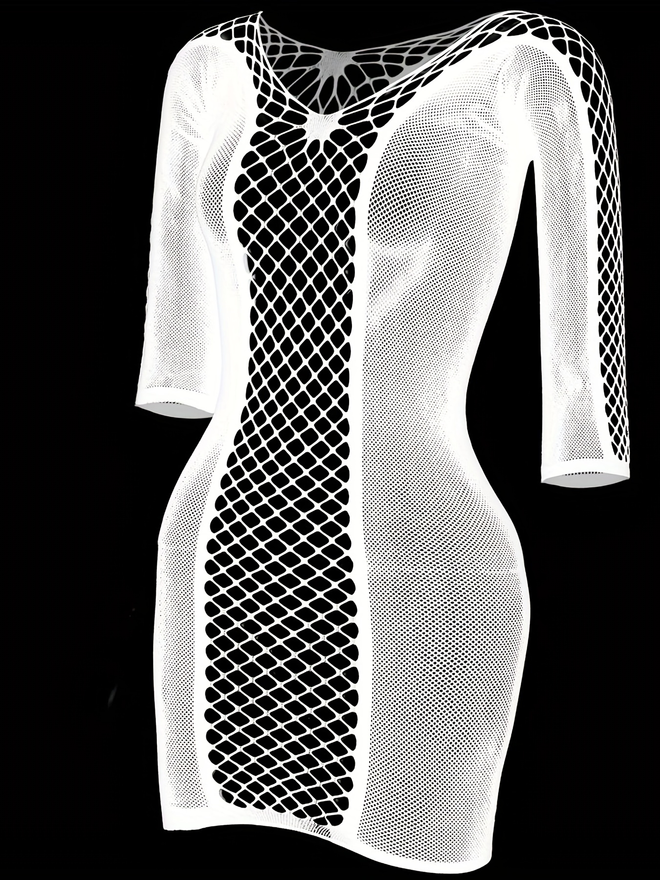 White fishnet hotsell dress long sleeve