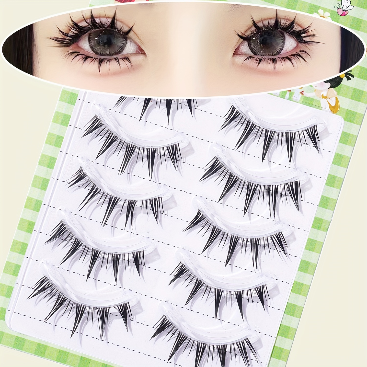 ALPHONSE Manga Lashes Spiky Anime Cosplay Eyelashes Little Devil Japanese  False Lashes 15MM Natural Clear Band Doll Eye Lash Pack 9 Pairs