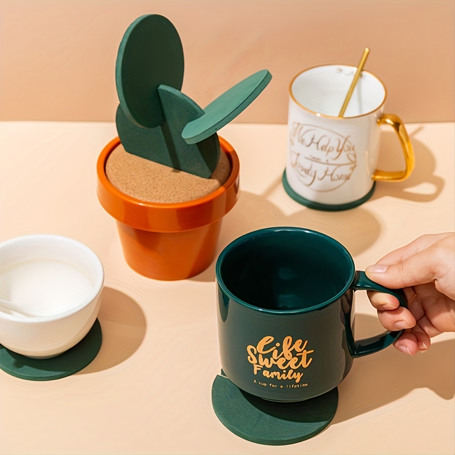 Cactus Coasters Set with Flowerpot Holder