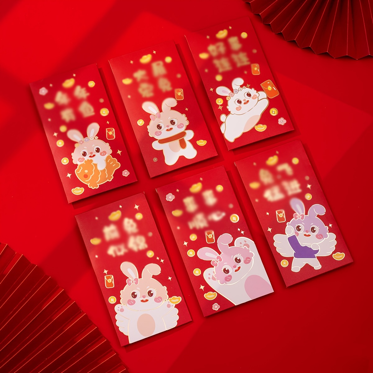6Pcs 2023 Chinese New Year Red Envelopes Rabbit Year Envelope Lucky Hong  Bao!