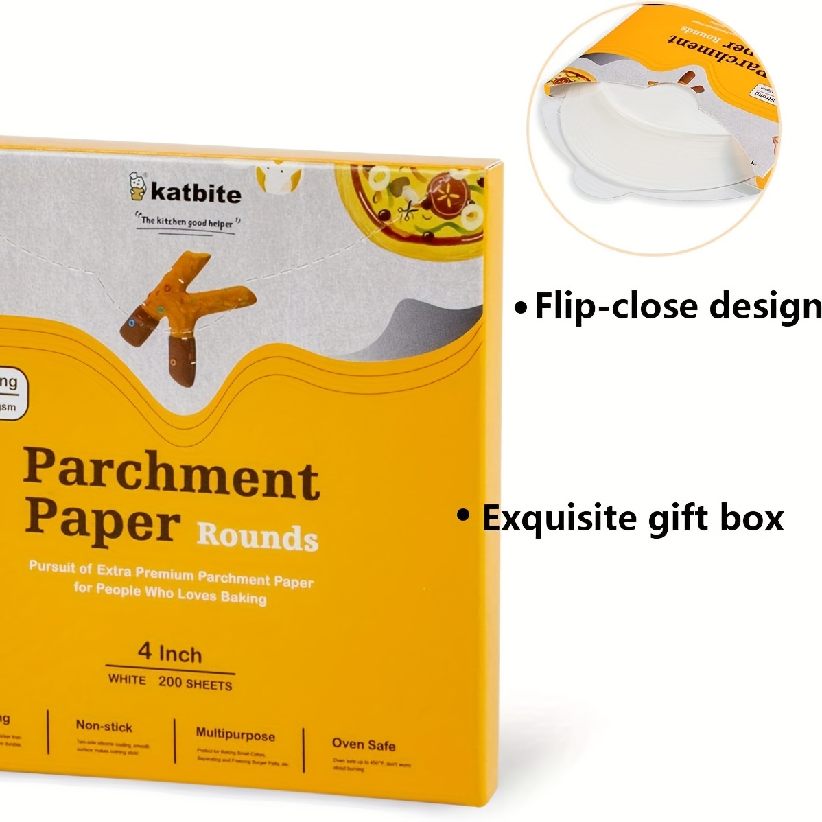 Katbite Parchment Paper Roll for Baking, 15 in x 210 ft 260 Sq.Ft, Heavy  Duty Baking Paper with Slide Cutter, Easy to Cut & Non-stick Cooking Paper