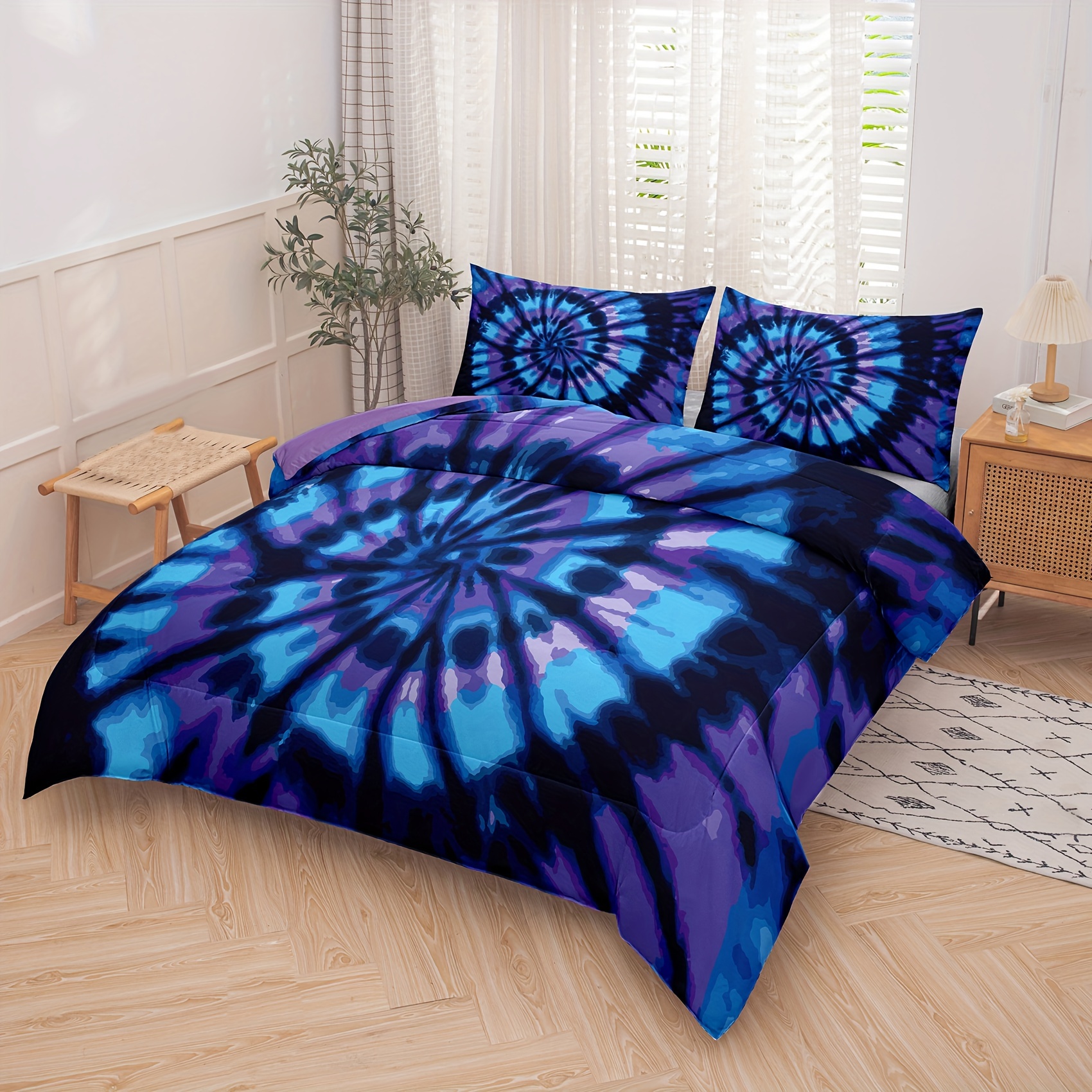 TEMU 2/3pcs Modern Fashion Comforter Set, Color Tie Dye Print Bedding, Soft Comfortable And Skin-friendly Comforter For Bedroom, (1*comforter +