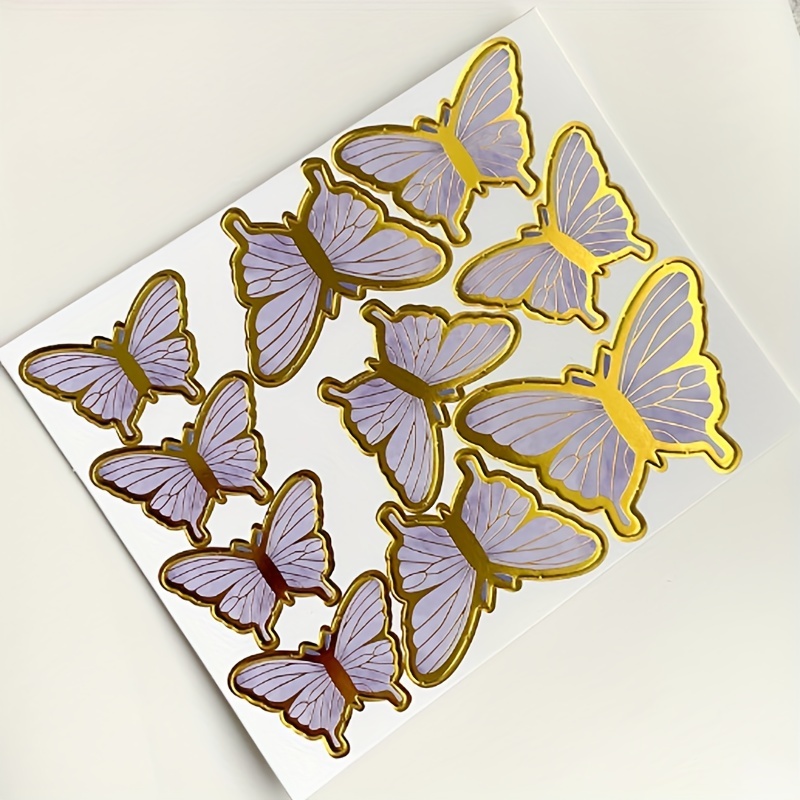 10pcs, Décoration De Gâteau Or Chaud Dizzy Dye Papillon Papier