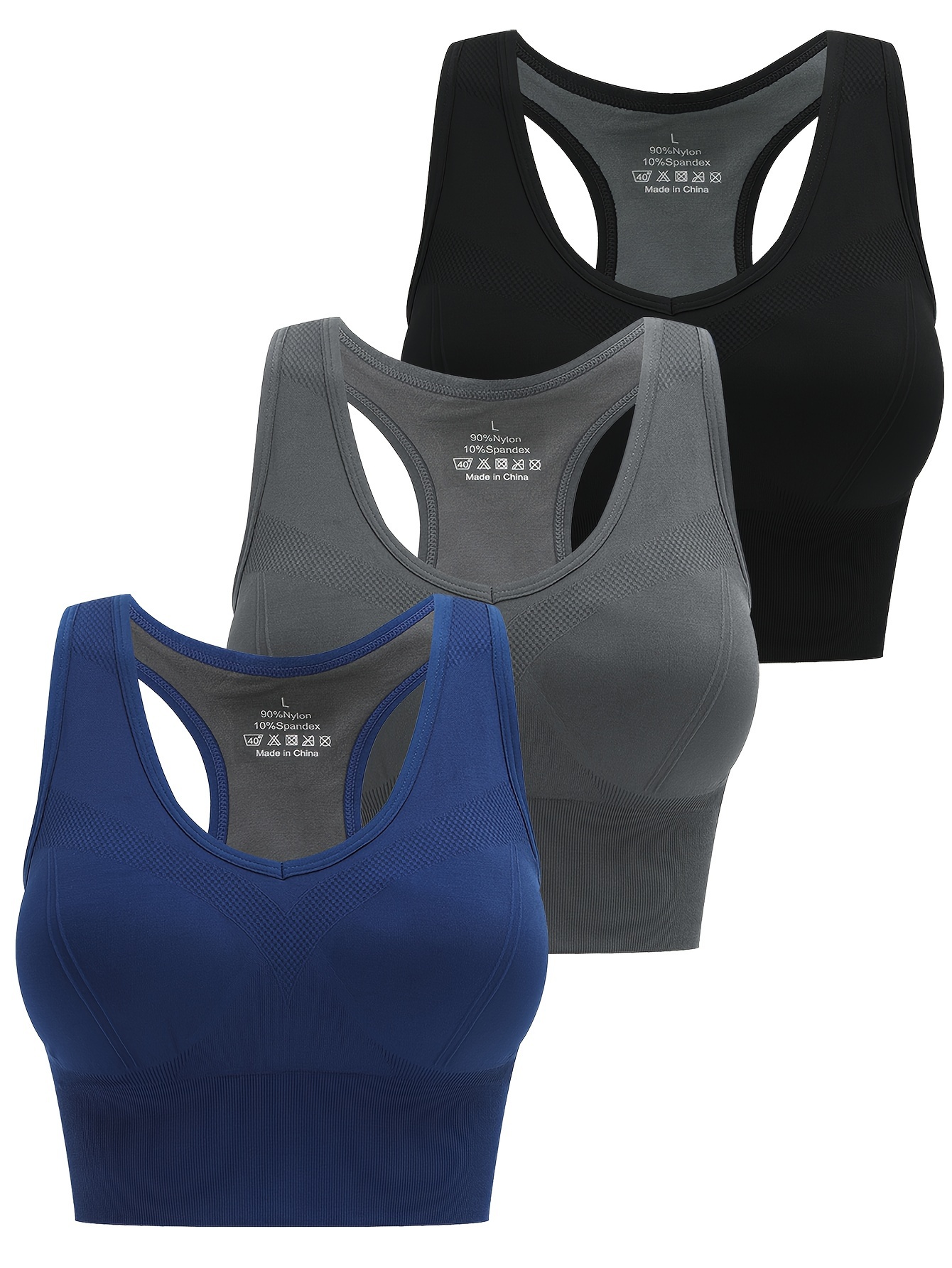 Women High Impact Sports Bras Running Bra Seamless Wirefree Molded Cups  Workout Top Vest Activewear 