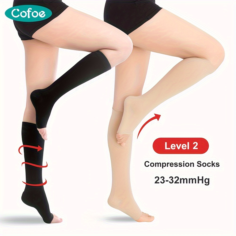 Doc Miller Open Toe Compression Socks, 15-20 mmHg, Toeless Compression  Socks Women and Men for Maternity, Improved Blood Circulation, Shin Splints  & Calf Recovery, 1 Pair Pink Knee High Large Size 