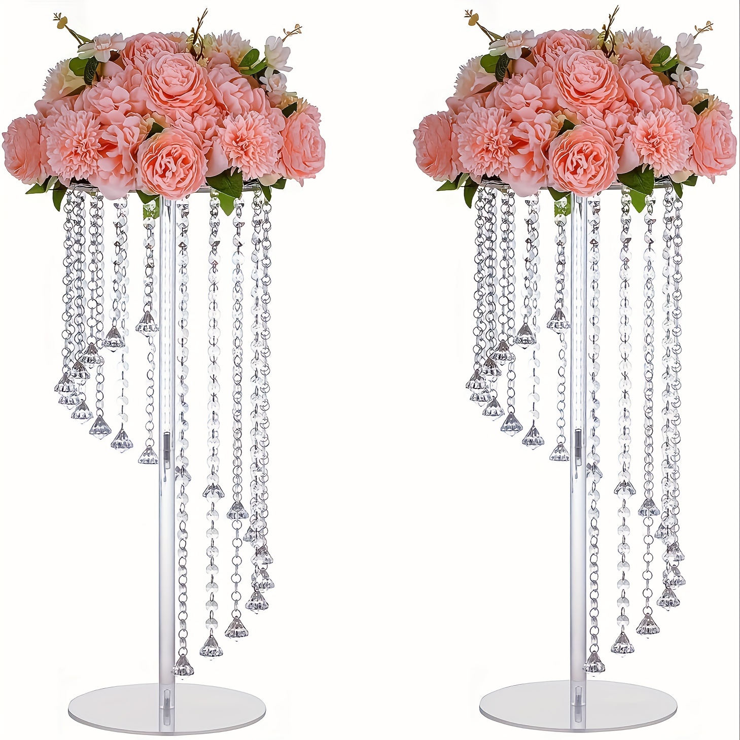 

2pc, Clear Acrylic Flower Arrangement Table Centerpiece, Transparent Acrylic Flower Stand Centerpiece For Wedding Party Events Decoration