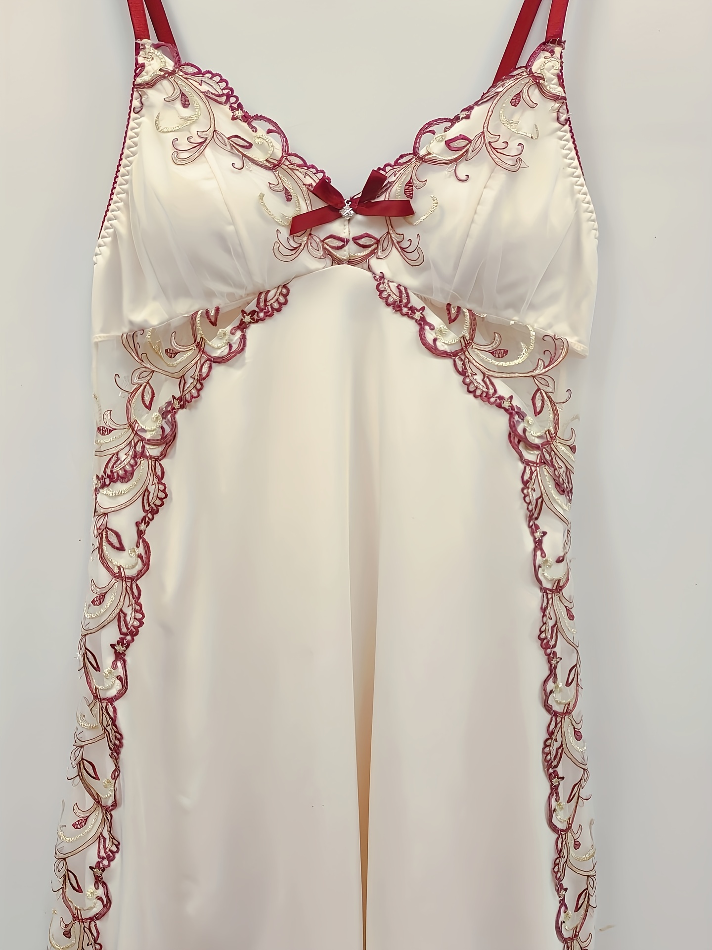 Seductive Lace Babydoll Dress Bow Detail Deep V back Women's - Temu