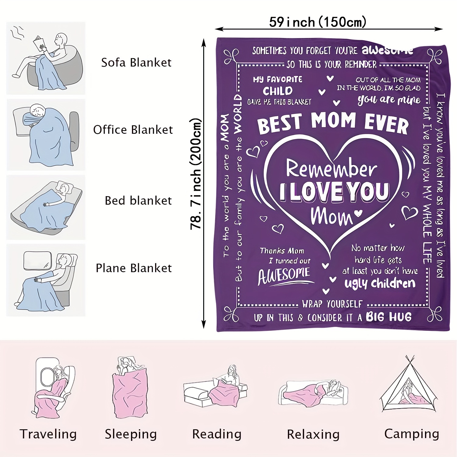 Gifts for Mom, Mom Birthday Gifts, Christ-mas Gifts for Mom from Daughter, Mom Gifts, I Love You Mom Blanket Gifts for Mom, Gift for Mom from Son