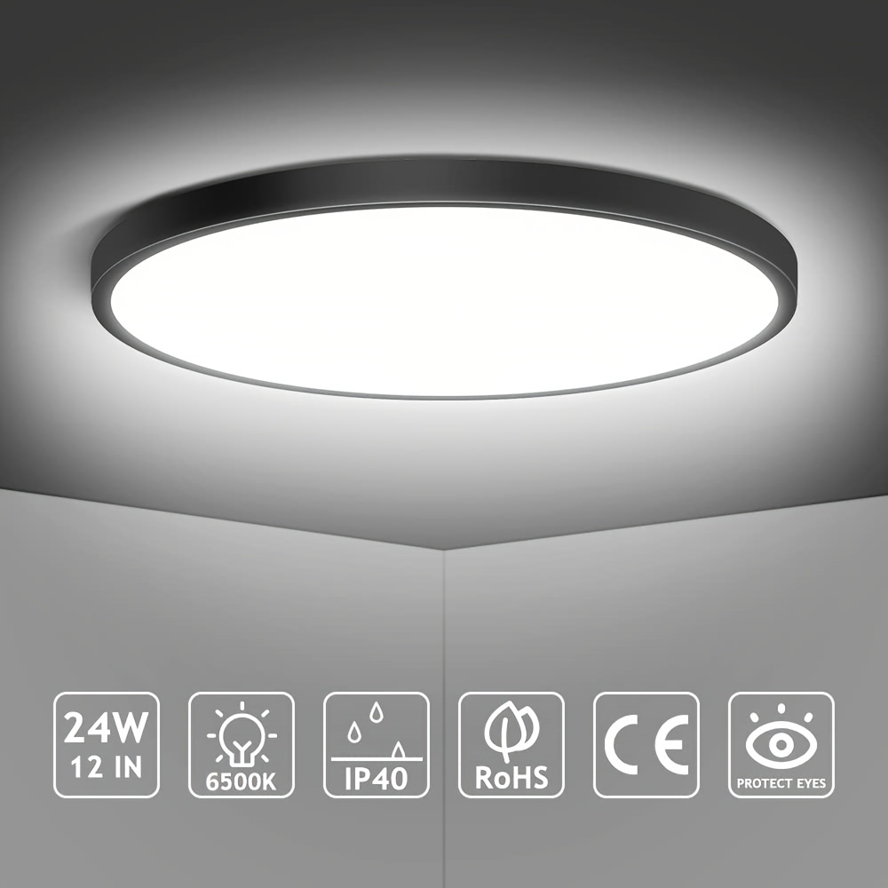Airand Lámpara LED de techo empotrada de 12.8 pulgadas, 24 W, lámpara de  techo LED cuadrada blanca brillante, 5000 K, 2050 lm, luz diurna