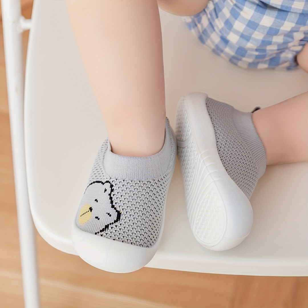 Adorable Bear Design Slip-On Sneakers for Babies & Toddlers - Lightweight, Breathable Mesh Fabric with Rubber Sole, Soft & Comfortable Low-Top Shoes for Boys & Girls, Baby Walking Shoes | Breathable Toddler Socks | Rubber Sole Shoes, Toddler Shoes