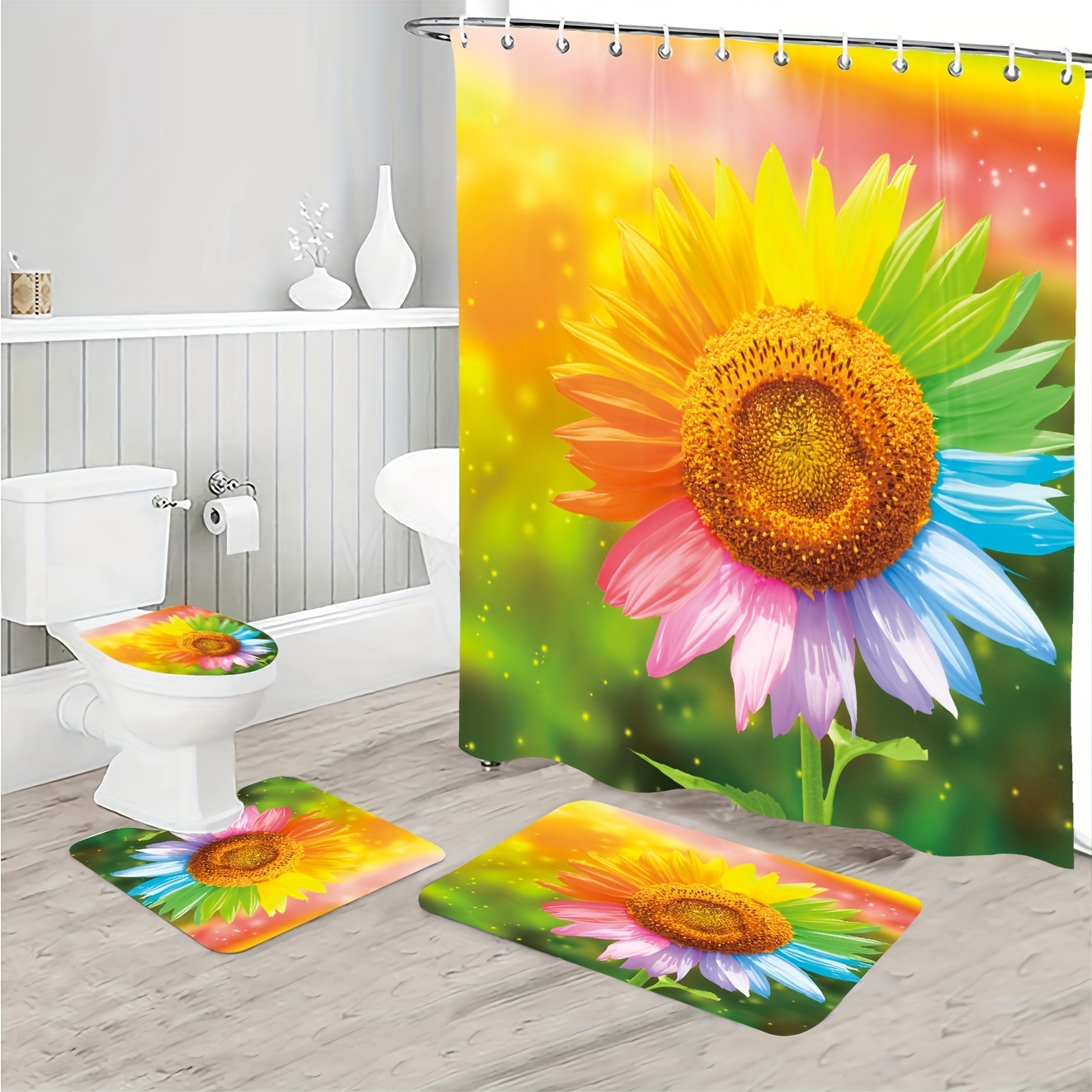 Bathroom Sets Rugs Shower Curtain - Temu