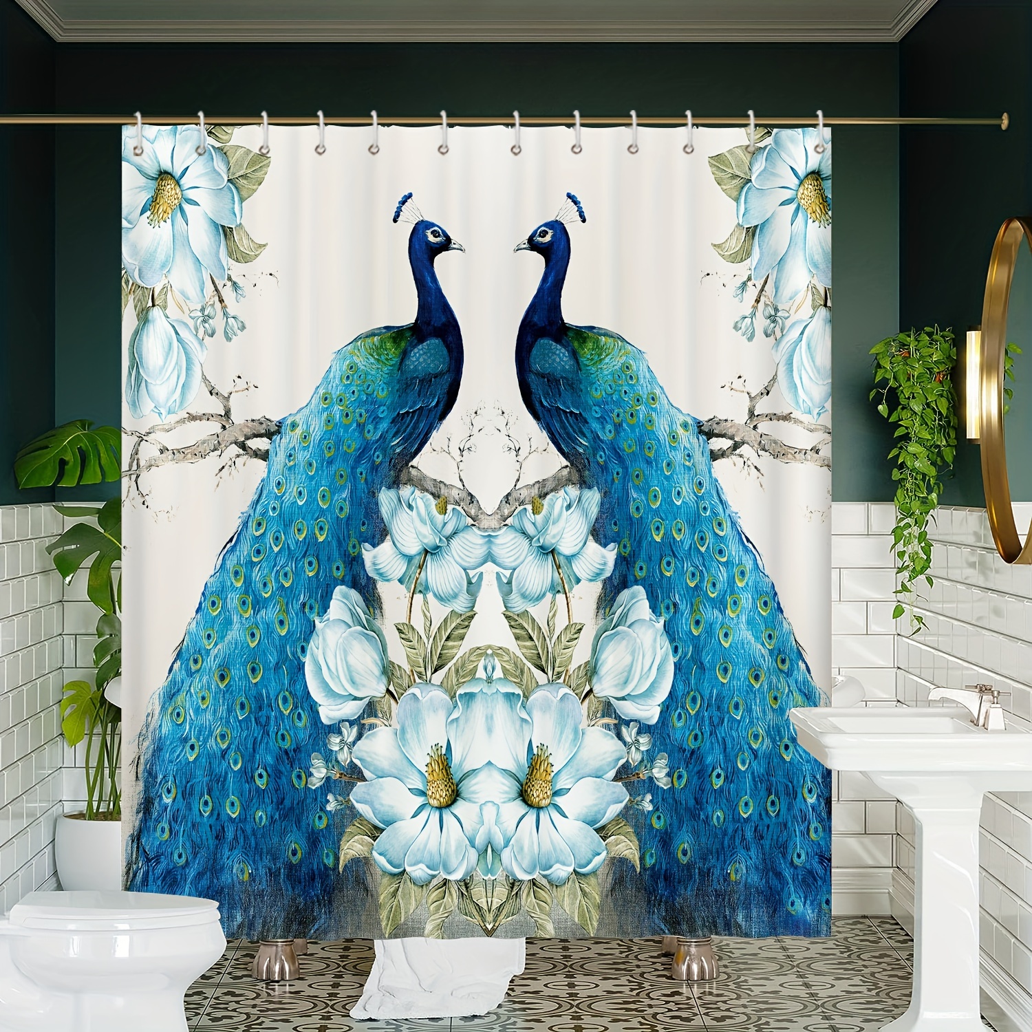 1PC Spring Curtain Buckle Peacock Flowers Design Magnetic Curtain