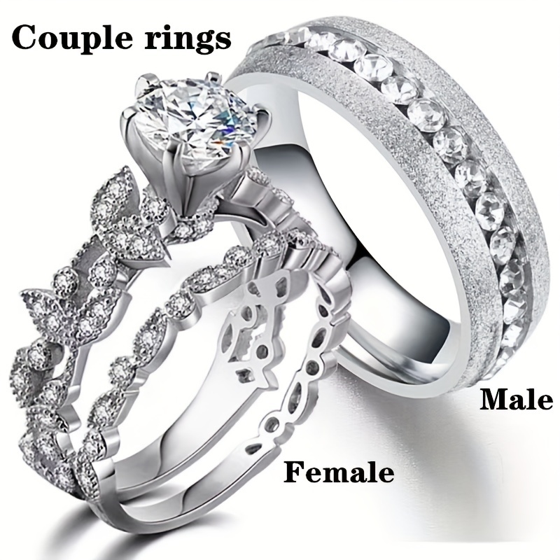  Stainless Steel Rings for Women Diamond Flower Crystal