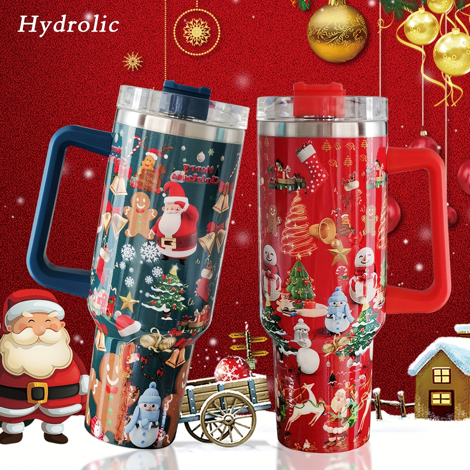Christmas Tumbler 40 Oz, Merry Christmas Tumbler With Handle And Straw, 40oz  Tumbler Maintains Cold Heat And Ice For Hours 