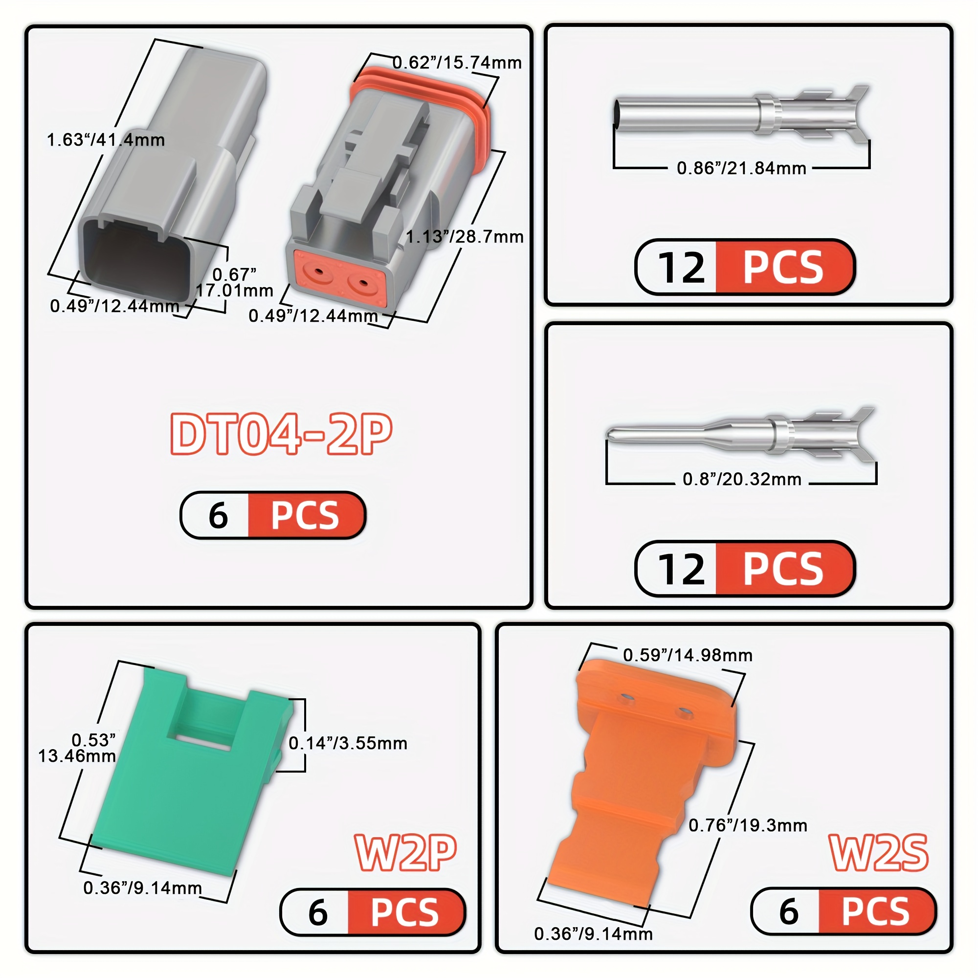 Conector Hembra de 2 Pines Deutsch con terminales