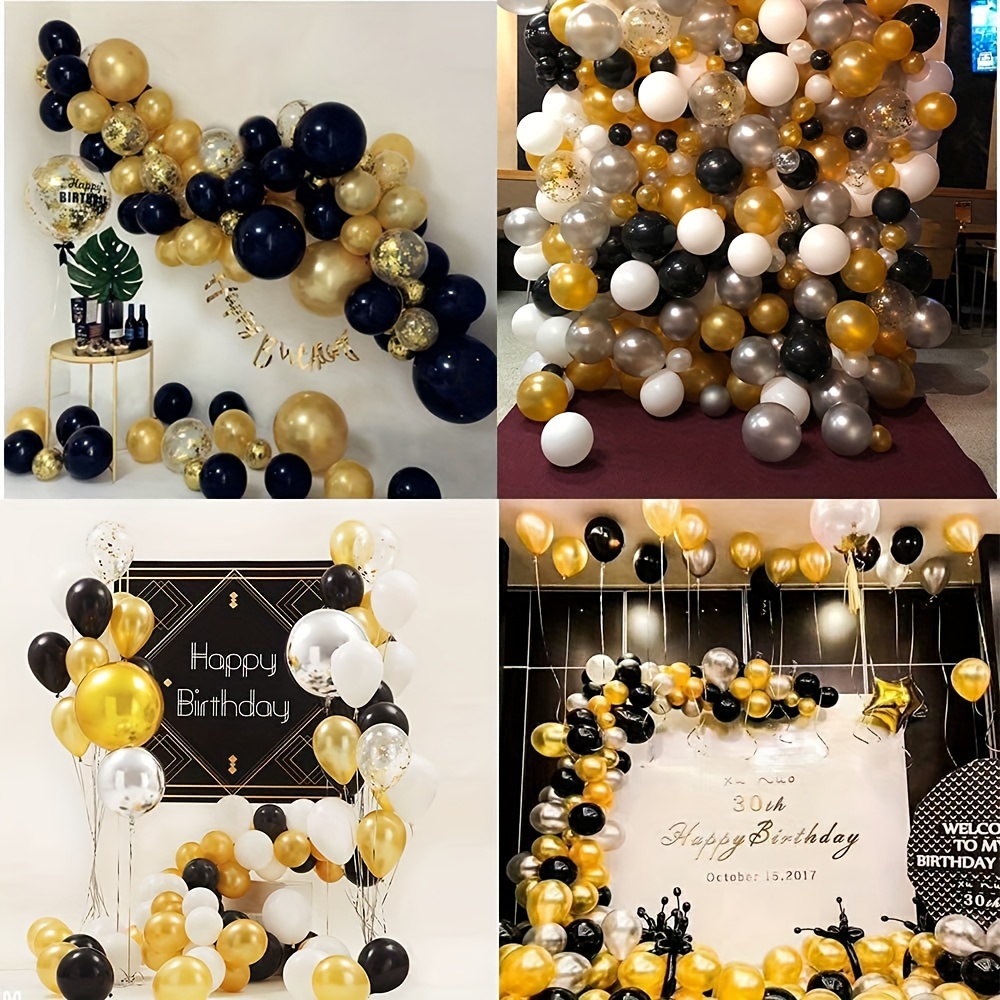  Tatuo Las decoraciones de feliz cumpleaños número 50 en negro y  dorado incluyen telón de fondo de fotografía de cumpleaños 50, kit de  globos de confeti negro y dorado para hombres