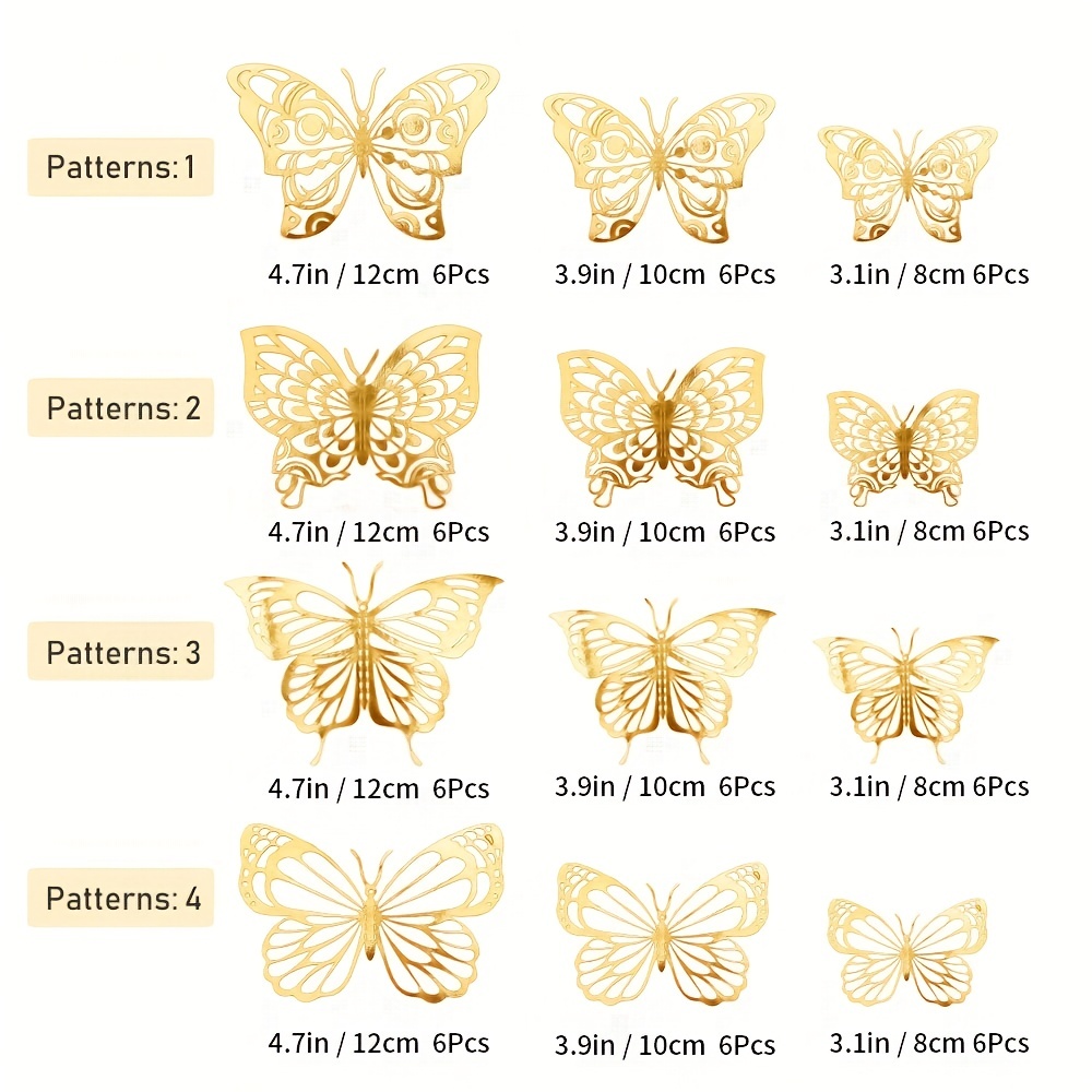  72 pcs 3D Butterfly Wall Decor Stickers, Gold