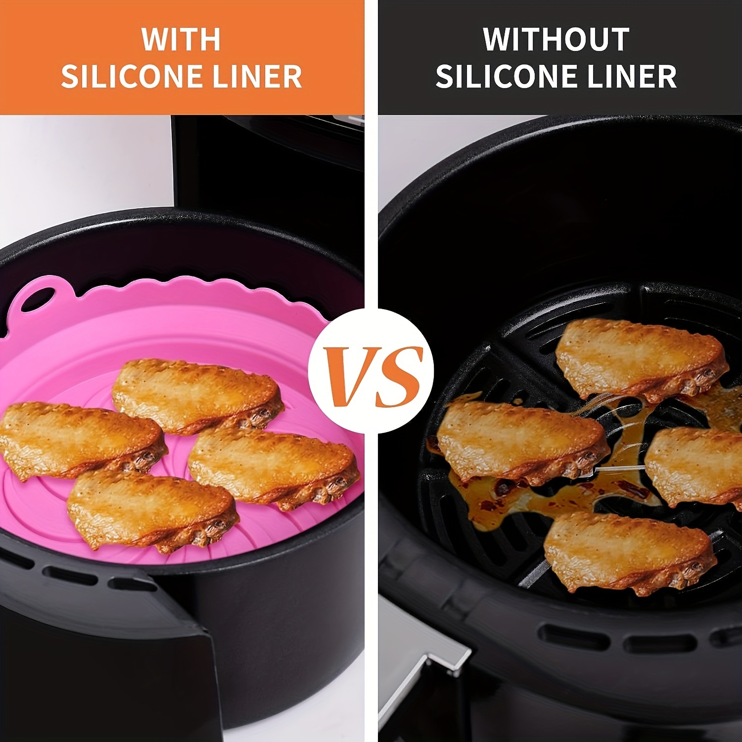 Air Fryer Silicone Liners 1-5 QT Air Fryer,Food Safe Air Fryer Silicone Pot  Liner Foldable, Reusable Heat Resistant Non-stick Silicone Air Fryer
