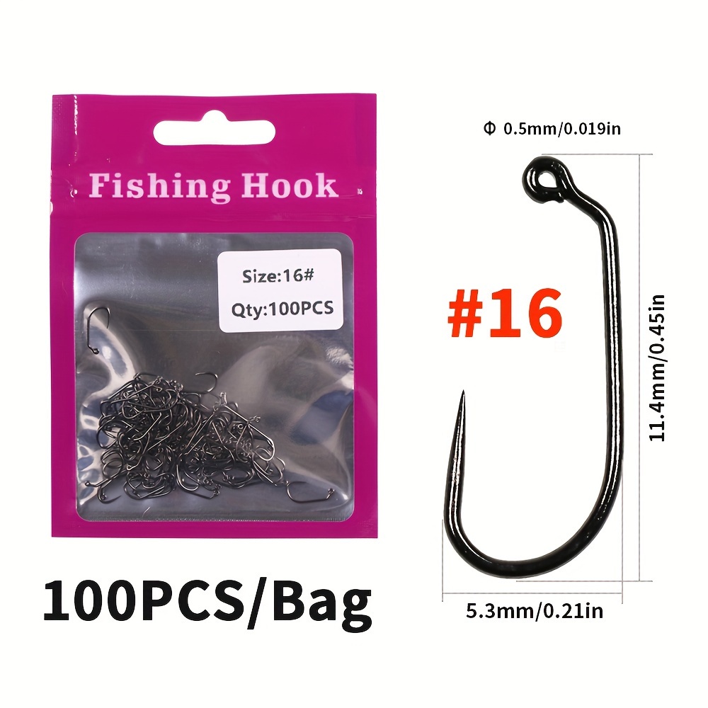 100pcs Long Shank Fishing Hooks High Carbon Steel Fly Tying Jig