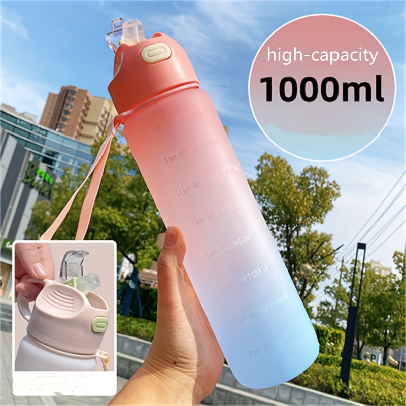 Large Capacity Big Bucket Sports Water Bottle With Straw, Portable Frosted  Gradient Color Leakproof Water Cup For Fitness Outdoor Camping - Temu