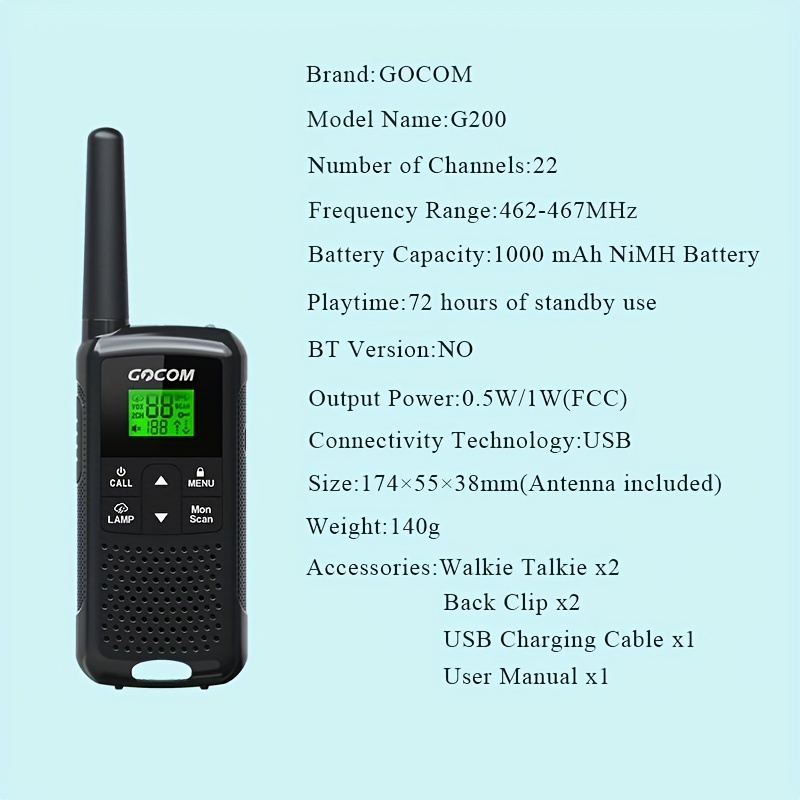 Gocom G200 ホームラジオサービスインターコム、長距離双方向ラジオ (電池なし) おもちゃ・ゲーム Temu Japan
