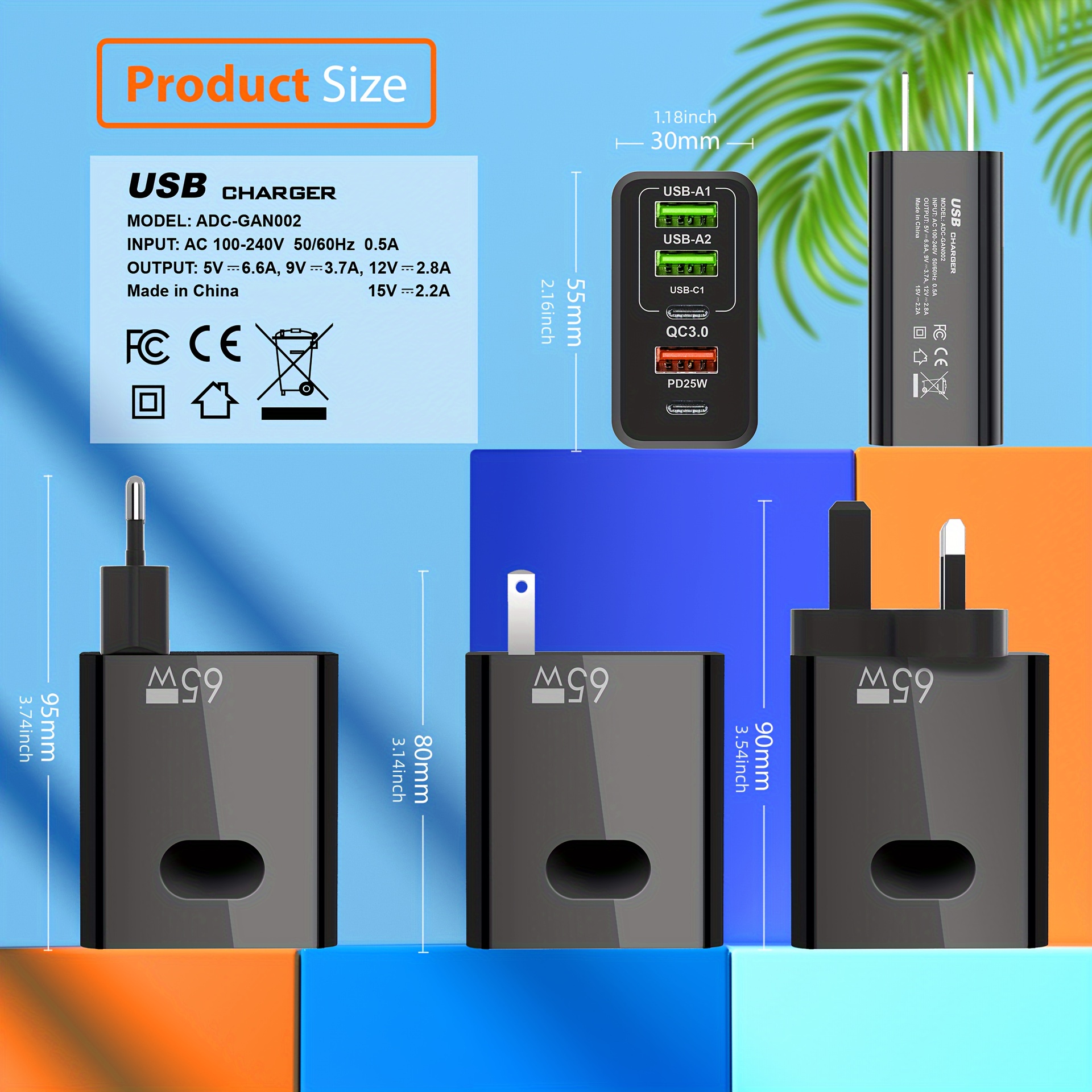 65w pd fast charger with multiple ports pd 3 usb ports adapter for quick charging of all phones british standard details 4
