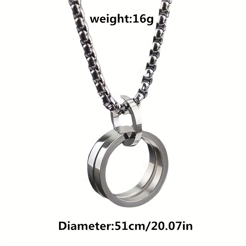 Men's Double Ring Pendant Titanium Steel Necklace