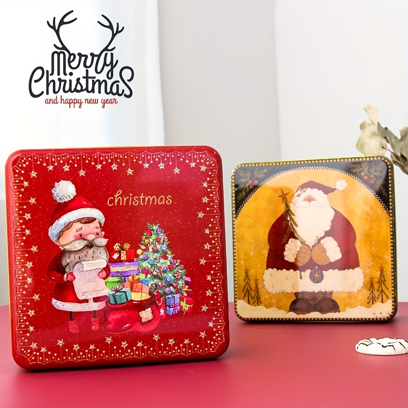 Christmas Cookie Tins Round Santa Holiday Treats Chocolate - Temu