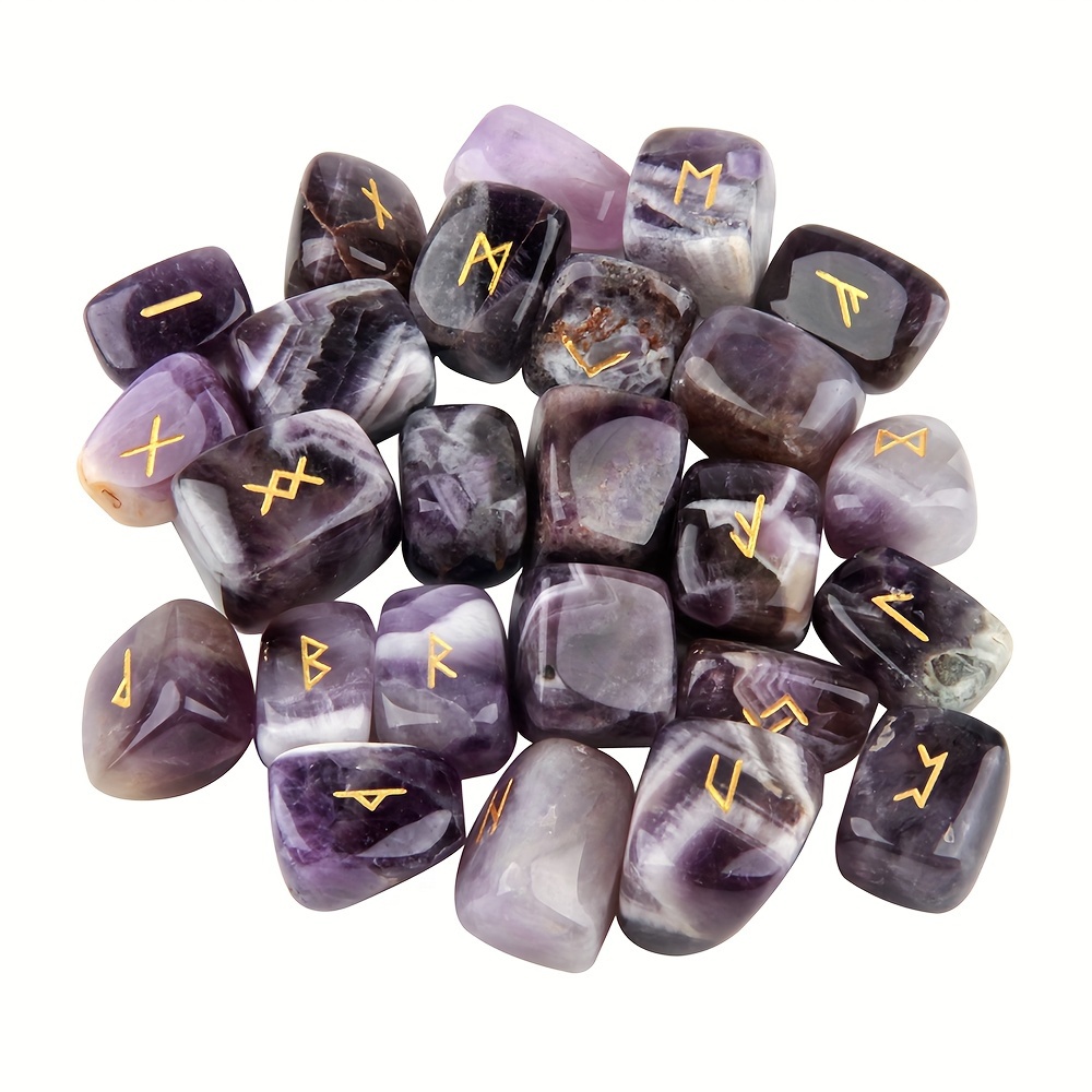 Natural Amethyst Futhark Viking Rune Stone Set Engraved - Temu Malaysia