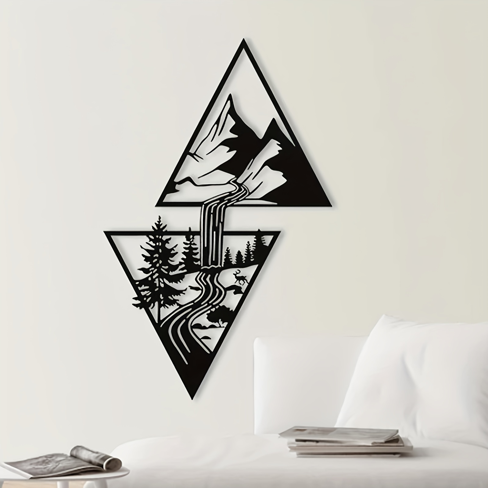1pc Mountain Metal Wall Decor, Sculpture Black Metal Wall Art, Dining Room  Wall Hanging, Living Room Bedroom Cafe Bar Office Hanging Decor