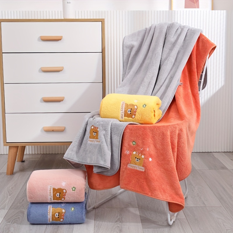 Soft And Absorbent Brown Bear Pattern Bath Towel For Home Use - Temu