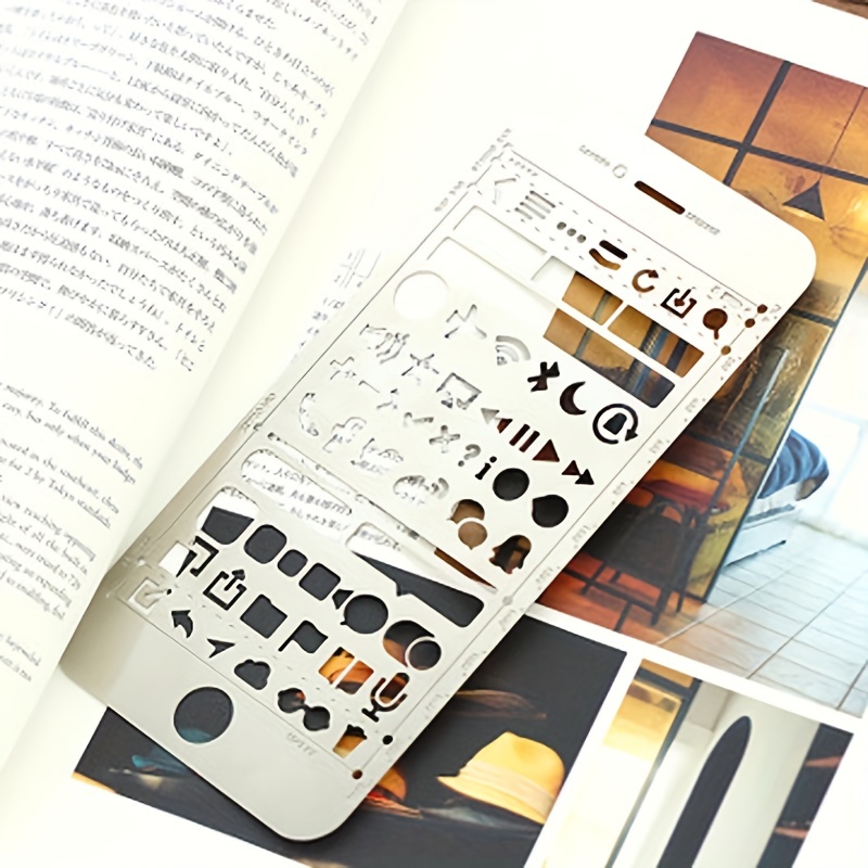 iOS UI Metal Templates,JoyTong Multifunctional Portable Drawing Stainless  Steel Stencil