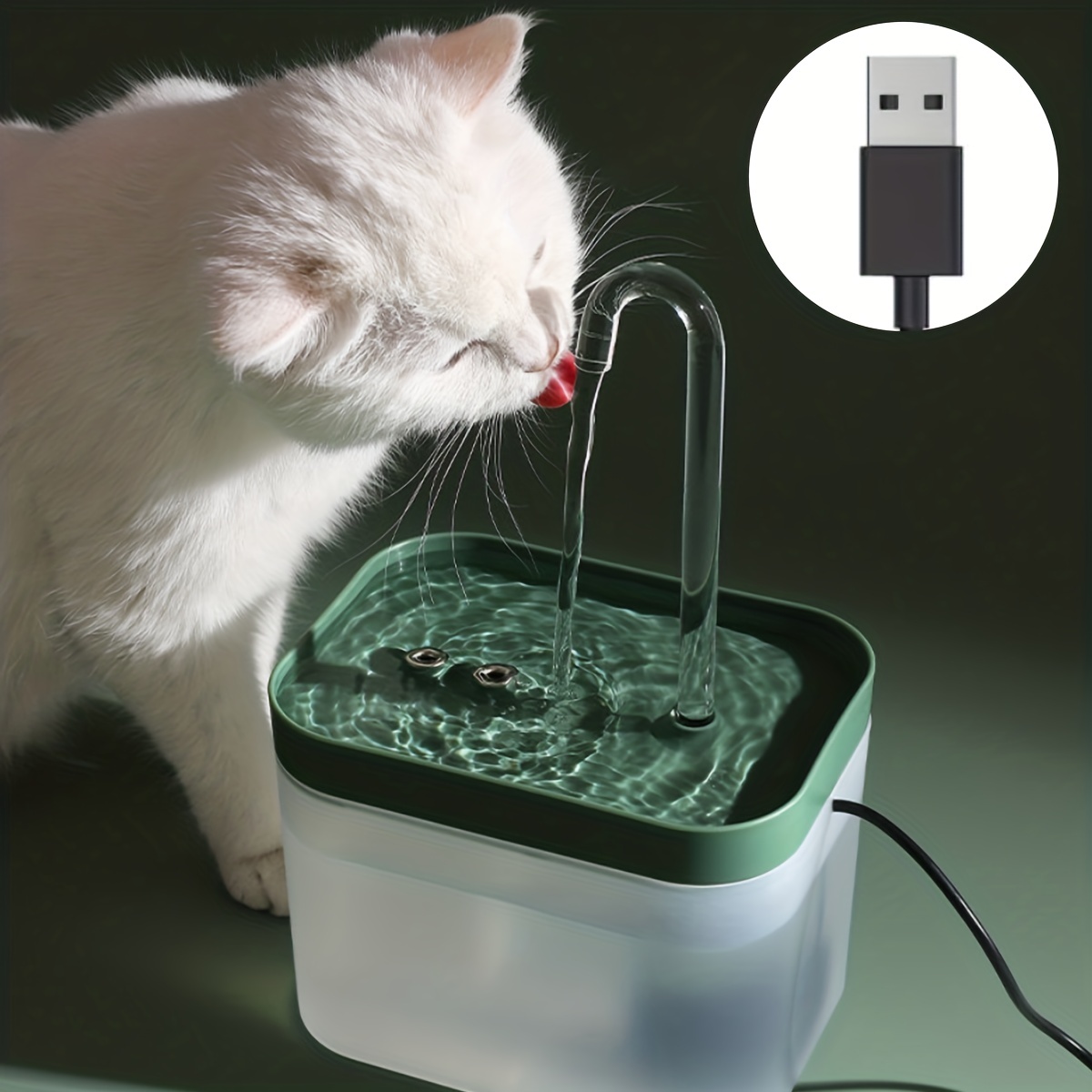 Haustier Wasserspender Pumpe USB Wiederaufladbare LED Licht Katze