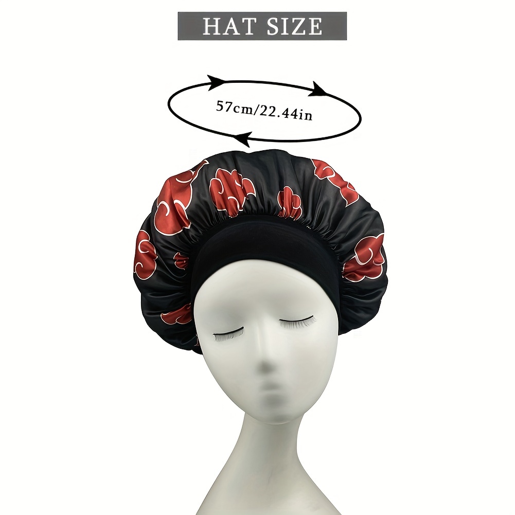  Red Black Cloud Large Bonnet - Silky Design Satin