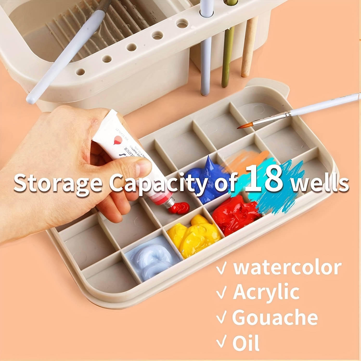 Color Palette Pigment Box And Pen Washing Bucket 1 Art - Temu