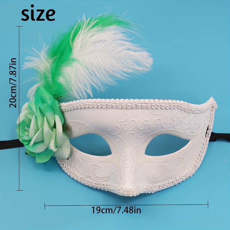 Masquerade Mask Couples Green Mask With Feathers