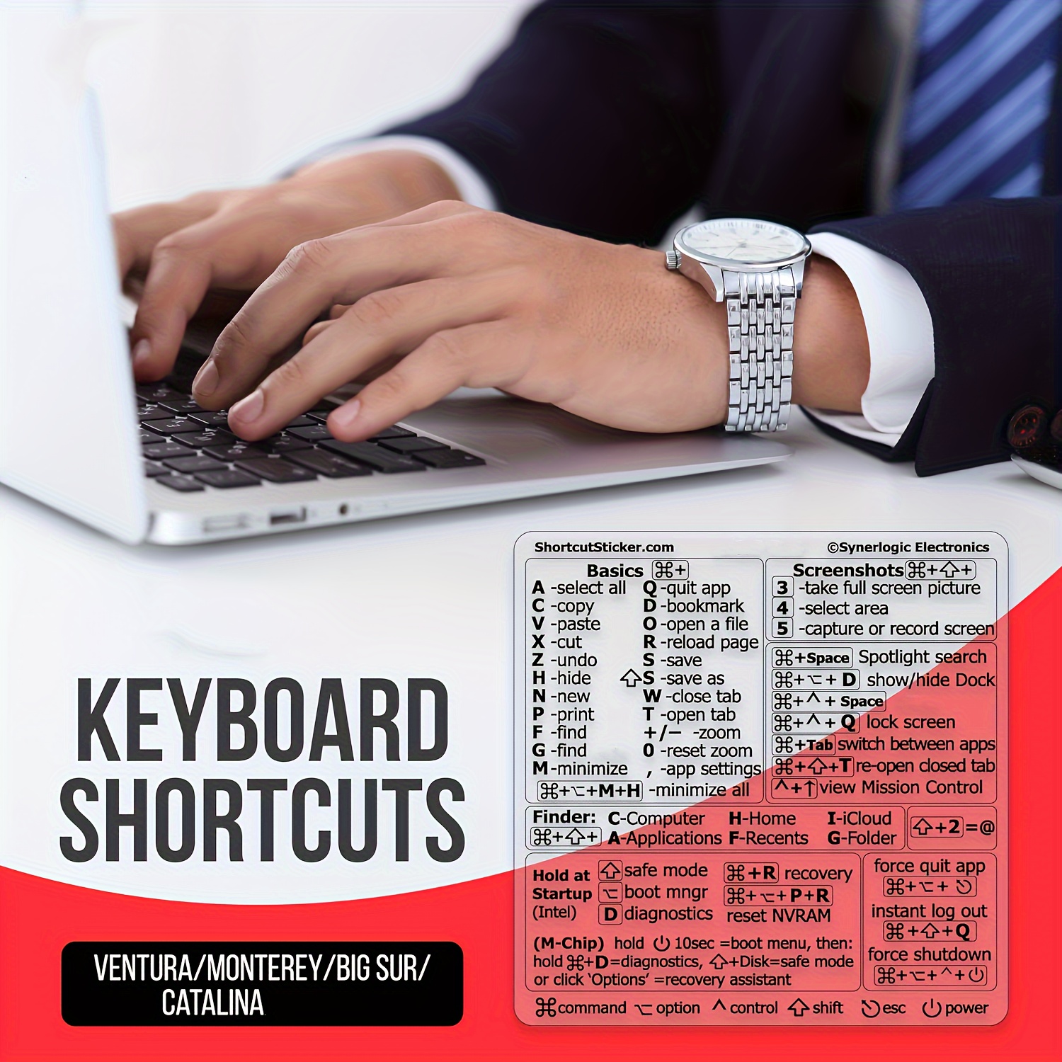 Mac OS m1/m2/m3/intel Reference Keyboard Shortcut Sticker