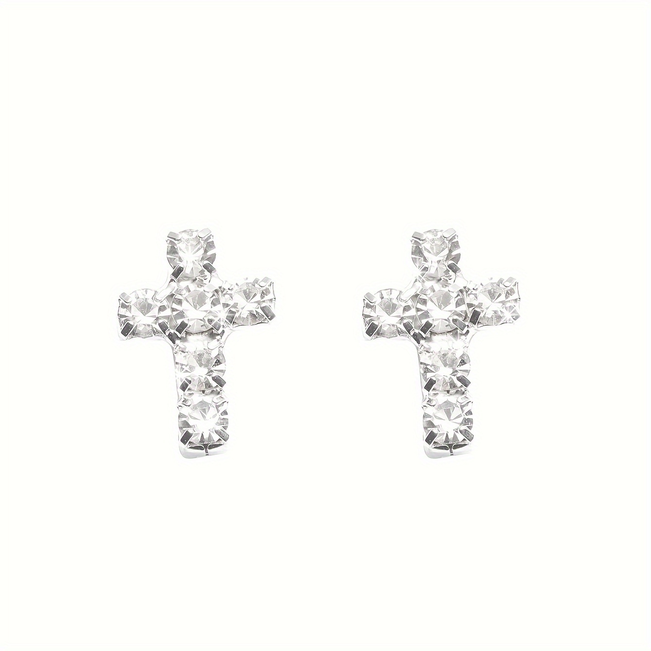 Cross Earrings Shiny Rhinestone Decor Stud Earrings Elegant - Temu
