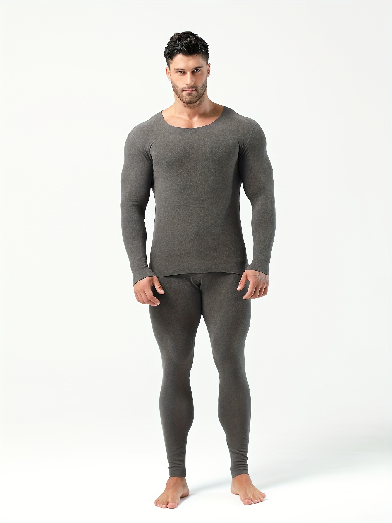 Mens Long Underwear Set Bottom and Top Thermal Long Johns Fleece
