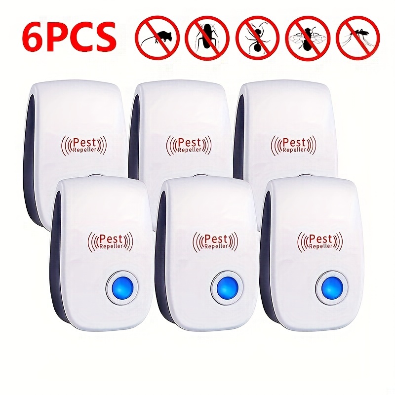 (6 Pack) Ultrasonic Pest Repeller, Electronic Plug in Sonic Repellent pest  Control for Insects Roaches Ant Mice Bugs Mouse Rodents Mosquitoes Spiders