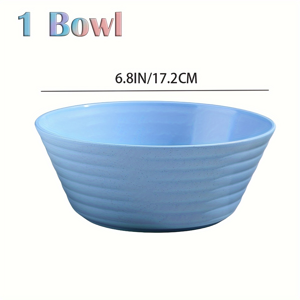 4 Pack Large, BPA-FREE, Blue Plastic Bowls, 6 Wide