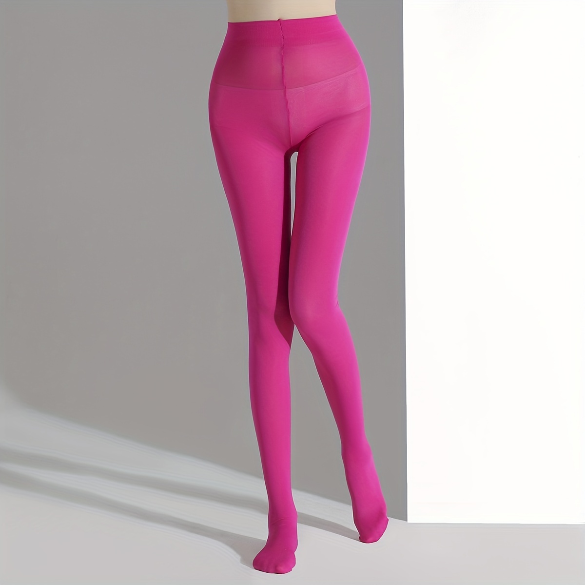 Opaque Slim Tights High Waist Elastic Footed Pantyhose - Temu