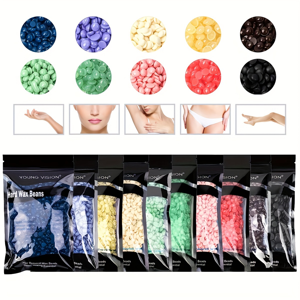 Hard Wax Beads Hair Removal Total 10 Colors Hard Wax Beans - Temu