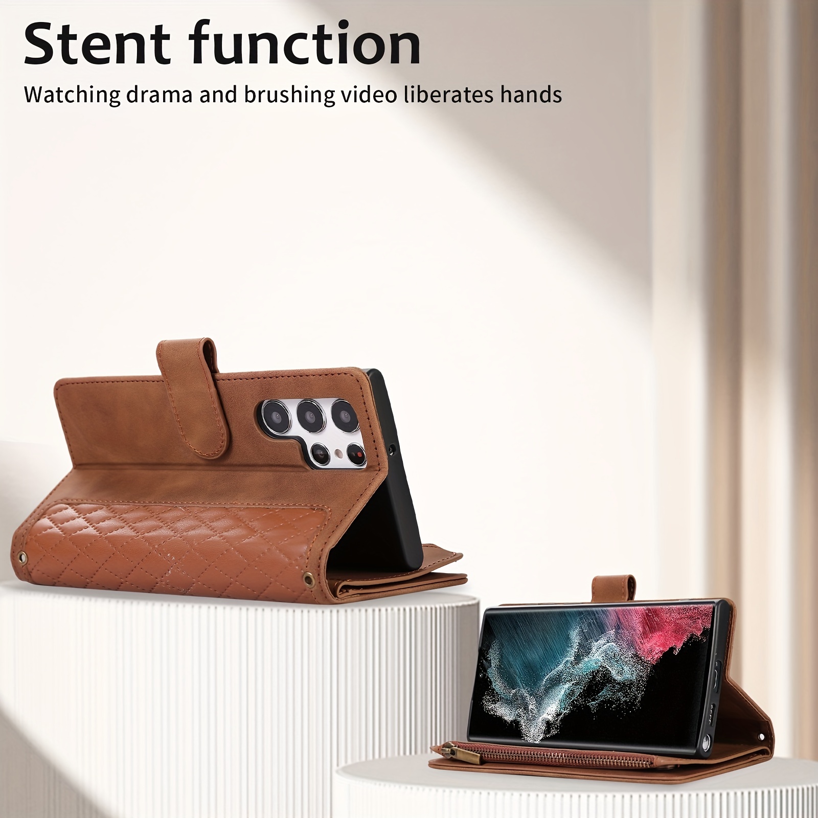Lattice Brown Leather Sheath Phone Case For S23 S22 S21 Ultra S23 S22 S21  S20 Plus S23 S22 S21 S20 A52 A71 A72 A22 A32 A21s S20 Fe S10 Plus Note 10