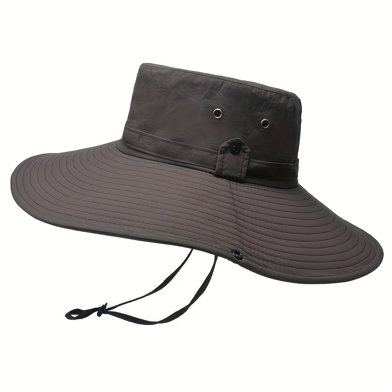 Men's Waterproof Fabric Mountaineering Hat, Male Anti-UV Sun Hats, Outdoor Fishing Wide Brim Caps Bucket Hat