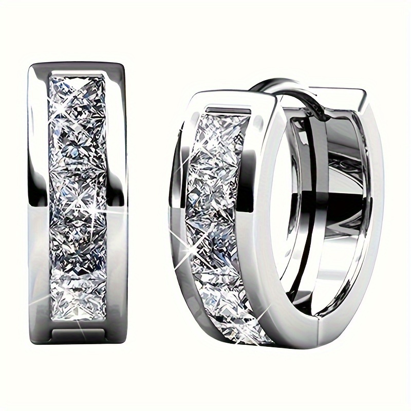 TEMU Earrings Zircon Sparkling Elegant Daily Gift For Men And Women Hypoallergenic Accessories